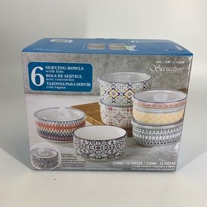 Signature Houseware Painted Serving Bowl Set